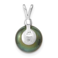 14K White Gold 10-11mm Round Black Tahitian Saltwater Cultured Pearl and.05 Carat Diamond Pendant view 4