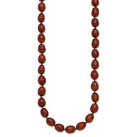 14K Yellow Gold 7-8mm Brown Rice Freshwater Cultured Pearl Necklace, 18" view 2