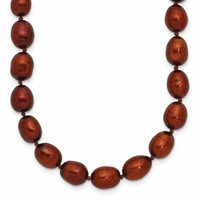 14K Yellow Gold 7-8mm Brown Rice Freshwater Cultured Pearl Necklace, 18" view 1