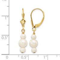 14K 3-3.5mm and 5-5.5mm White Semi-Round Freshwater Cultured Pearl Dangle Leverback Earrings view 4