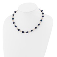 14K White Gold Black and White Semi-Round Freshwater Cultured and Mirror Bead Necklace, 18" view 3
