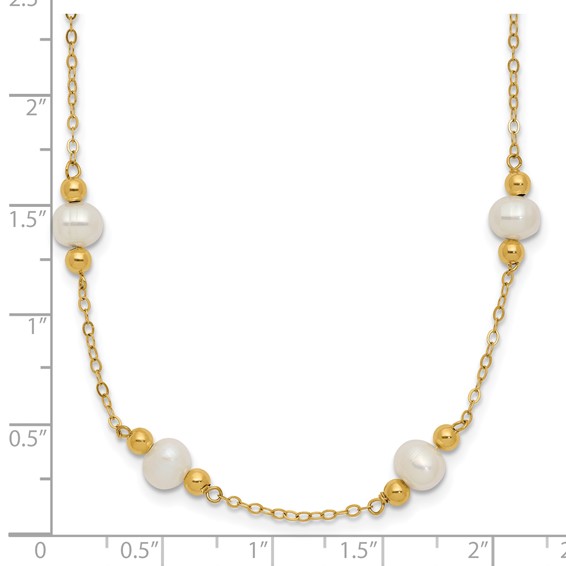 14k 5-6mm White Near-Round Freshwater Cultured Pearl Beaded 12-Station 18 inch Necklace