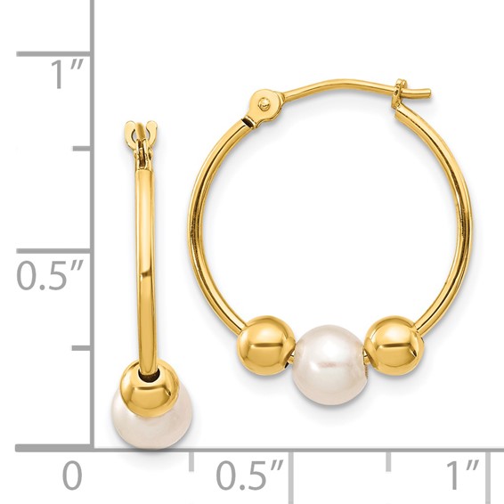 Gold FWC Pearl Hoop Earrings