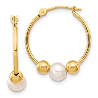 Gold FWC Pearl Hoop Earrings