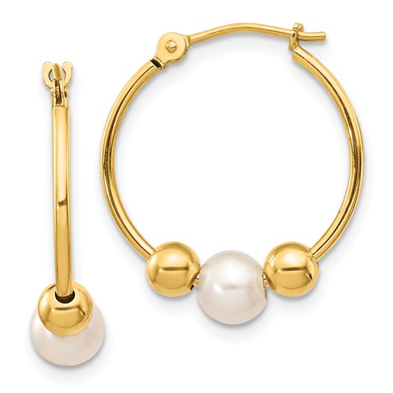 Gold FWC Pearl Hoop Earrings
