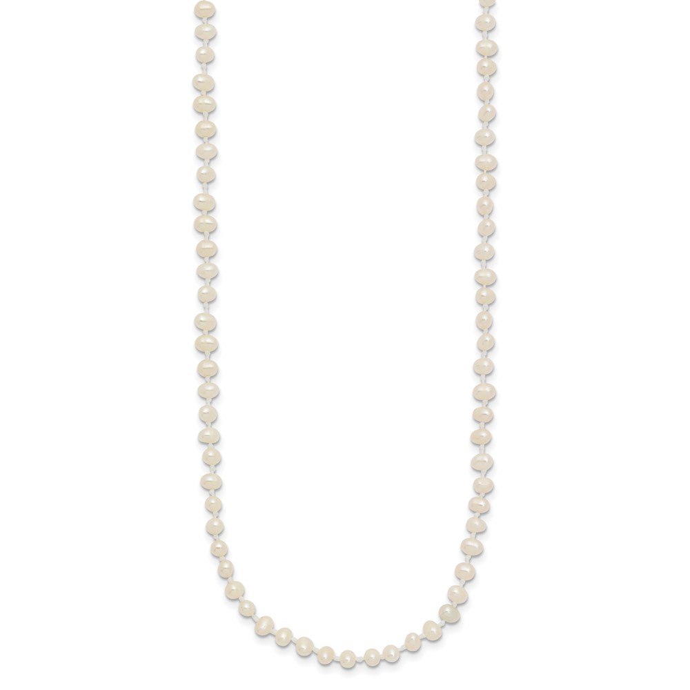 14k 3-4mm White Semi-Round Freshwater Cultured Pearl 16 inch Necklace (XF450-16)