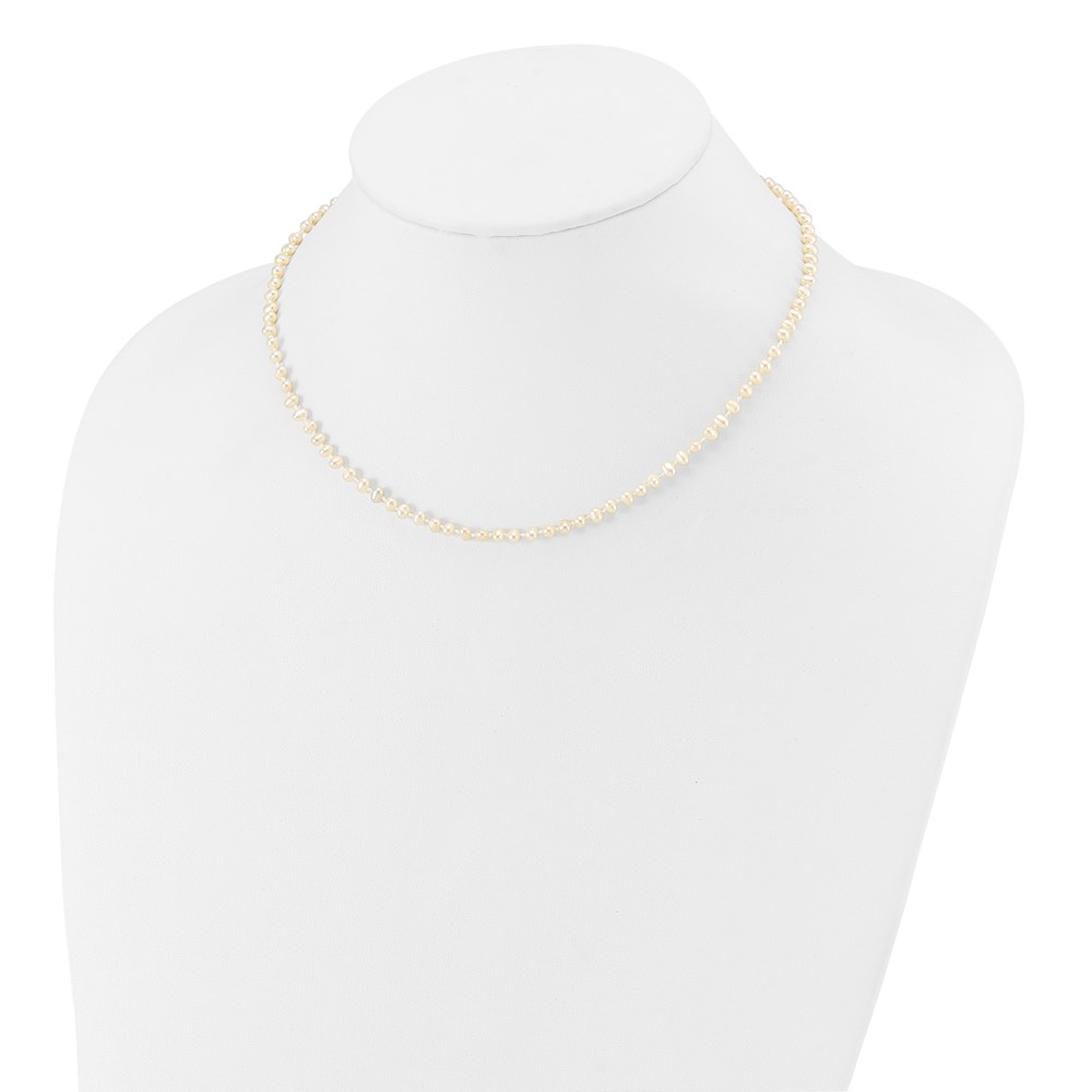 14k 3-4mm White Semi-Round Freshwater Cultured Pearl 14 inch Necklace (XF450-14)