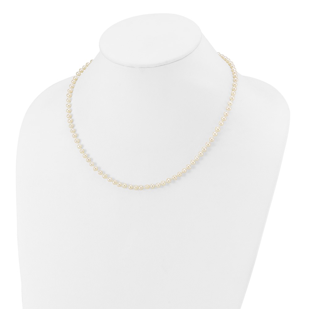 14k 3-4mm White Semi-Round Freshwater Cultured Pearl 16 inch Necklace (XF450-16)