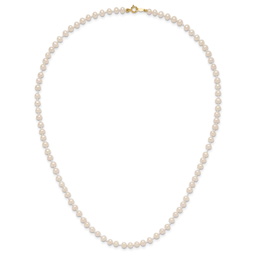 14k 3-4mm White Semi-Round Freshwater Cultured Pearl 16 inch Necklace (XF450-16)