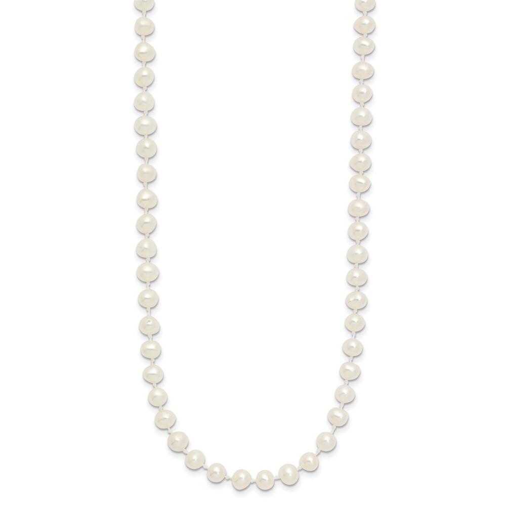 14k 4-5mm White Semi-Round Freshwater Cultured Pearl 16 inch Necklace (XF451-16)