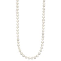 14K Yellow Gold 4-5mm White Semi-Round Freshwater Cultured Pearl Necklace, 12" view 2