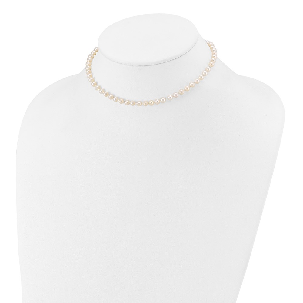 14k 4-5mm White Semi-Round Freshwater Cultured Pearl 12 inch Necklace (XF451-12)