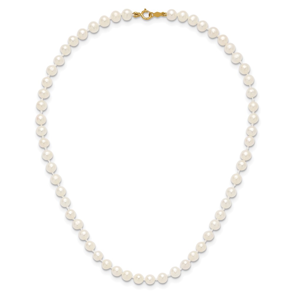 14k 4-5mm White Semi-Round Freshwater Cultured Pearl 12 inch Necklace (XF451-12)