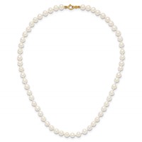 14K Yellow Gold 4-5mm White Semi-Round Freshwater Cultured Pearl Necklace, 12" view 4
