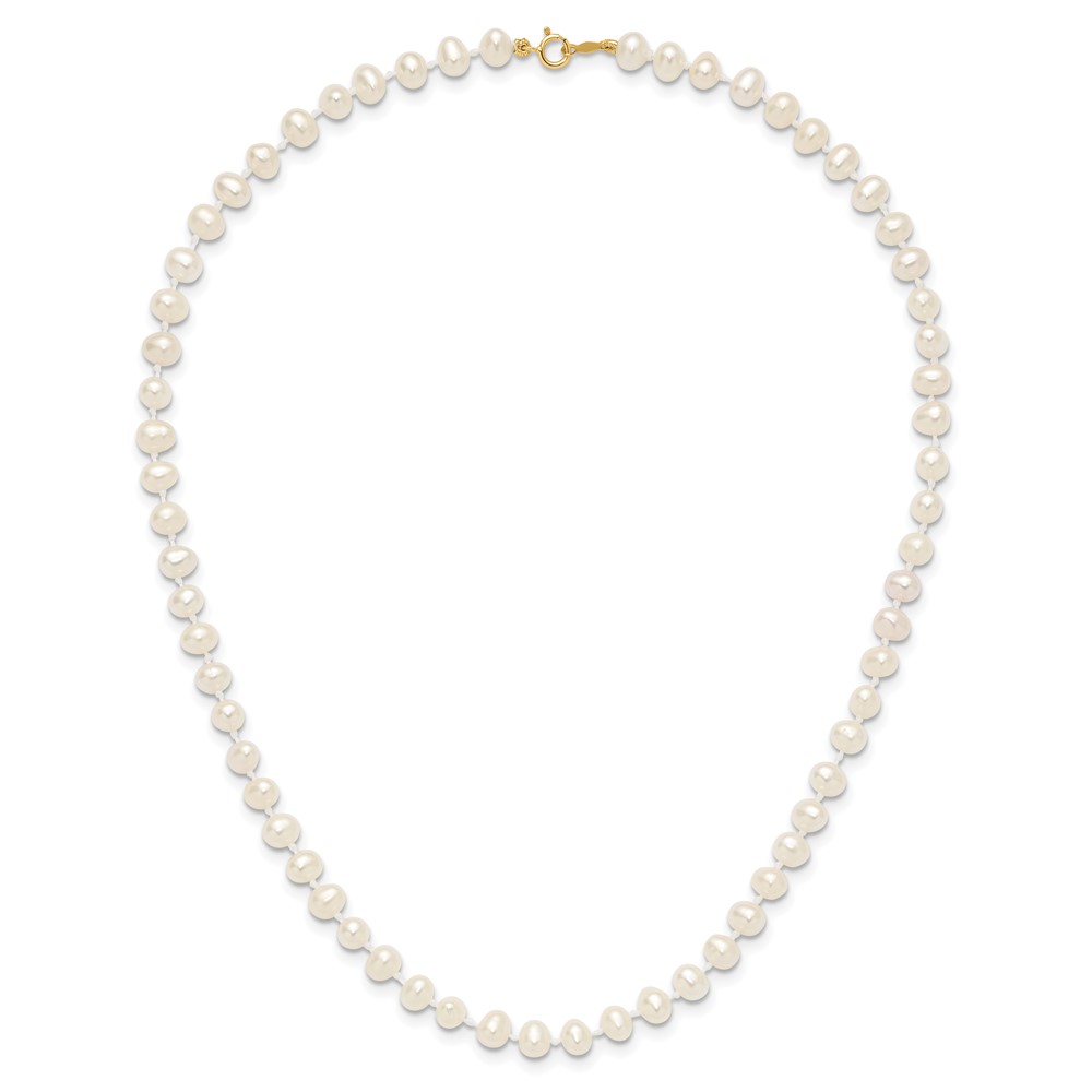 14k 4-5mm White Semi-Round Freshwater Cultured Pearl 14 inch Necklace (XF451-14)