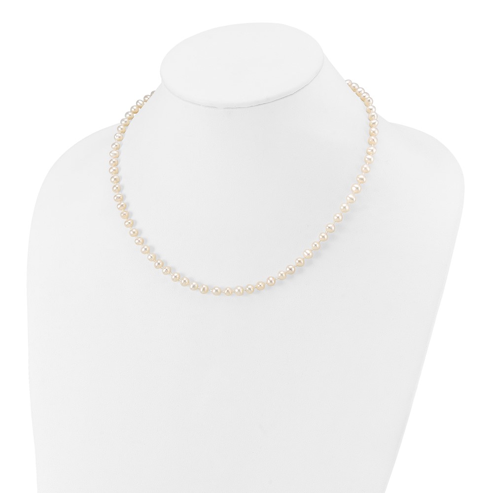 14k 4-5mm White Semi-Round Freshwater Cultured Pearl 16 inch Necklace (XF451-16)