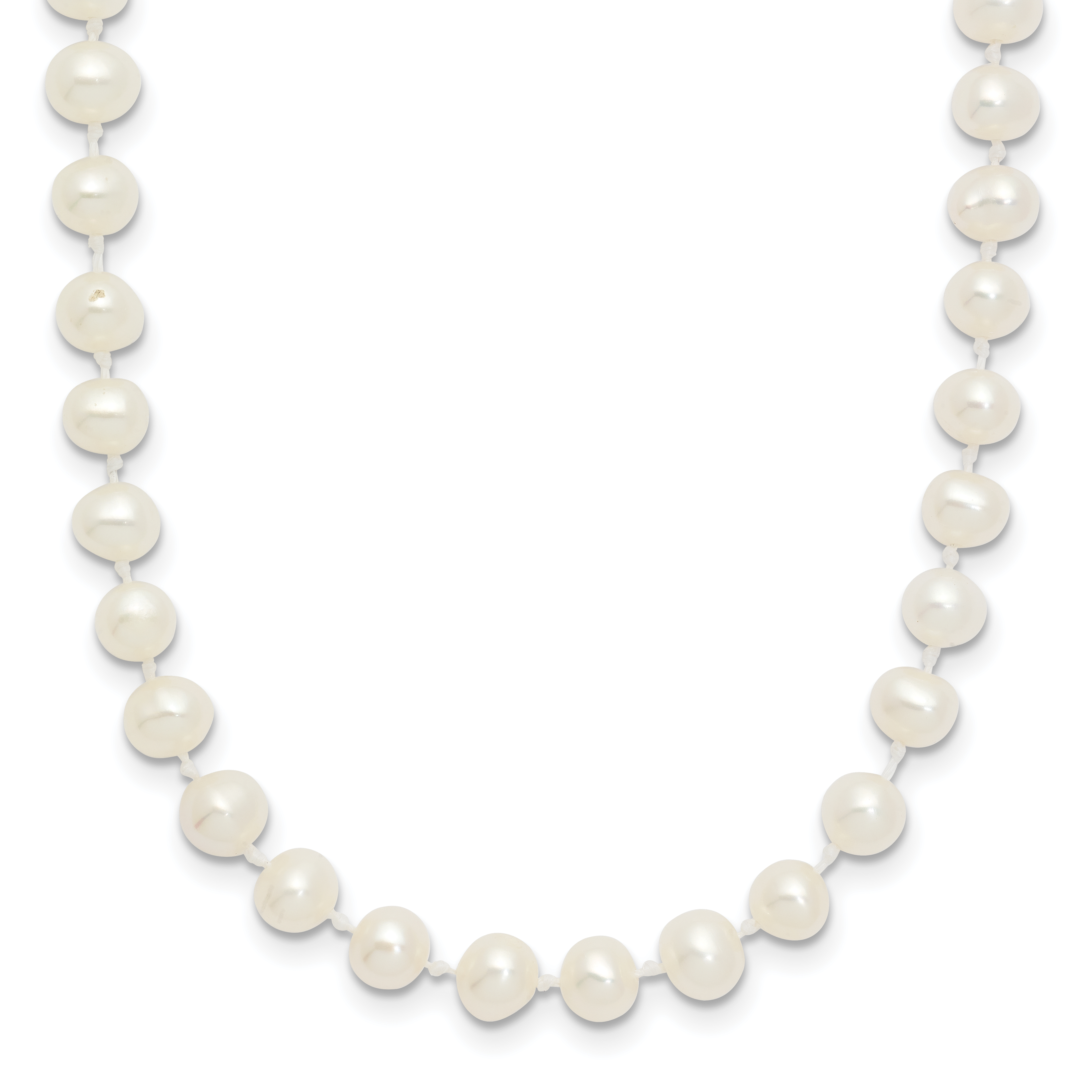 14k 4-5mm White Semi-Round Freshwater Cultured Pearl 12 inch Necklace (XF451-12)