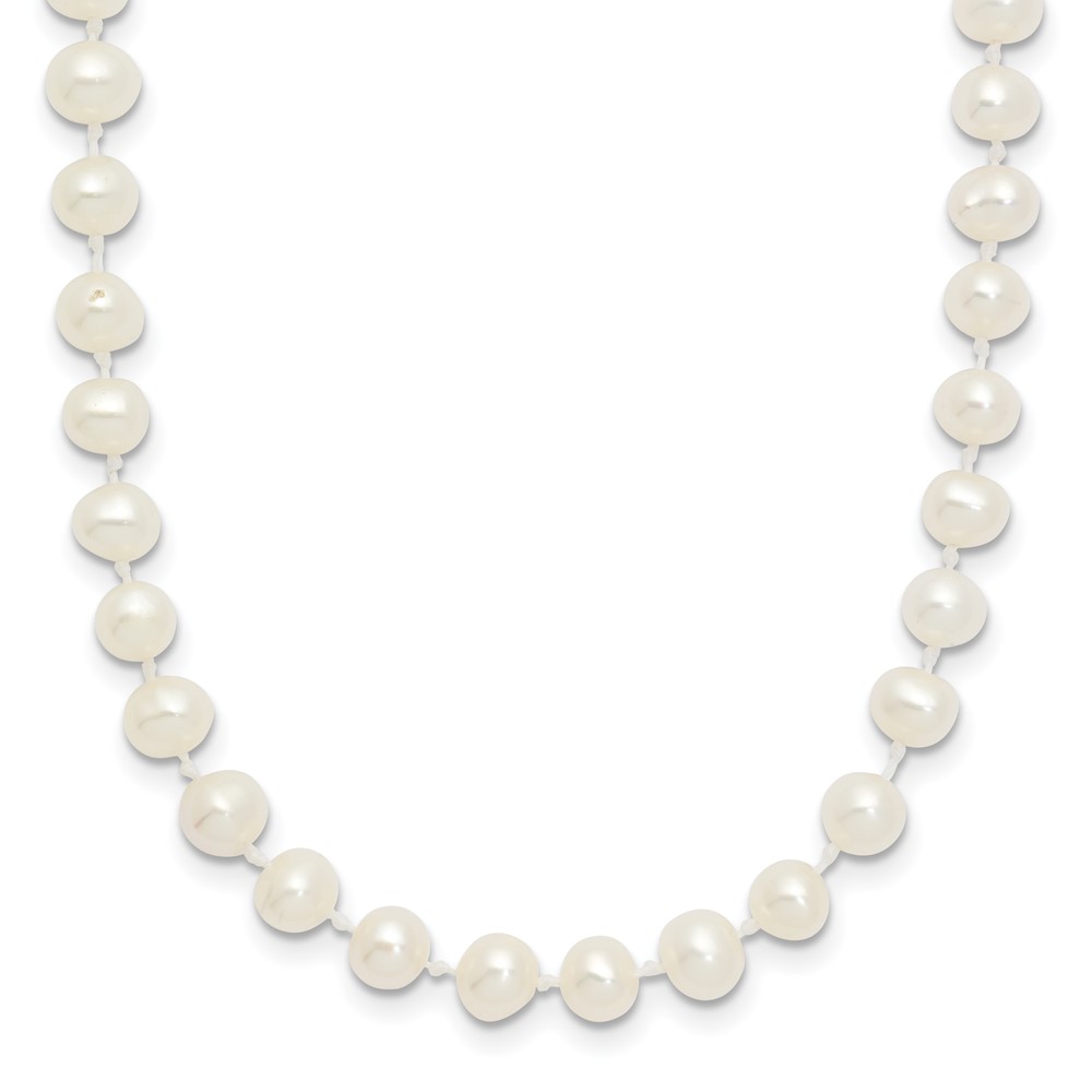 14k 4-5mm White Semi-Round Freshwater Cultured Pearl 12 inch Necklace (XF451-12)