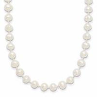 14K Yellow Gold 4-5mm White Semi-Round Freshwater Cultured Pearl Necklace, 12" view 1