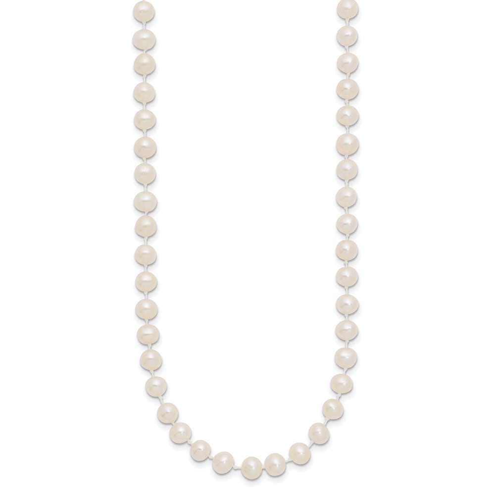 14k 5-6mm White Semi-Round Freshwater Cultured Pearl 14 inch Necklace (XF452-14)