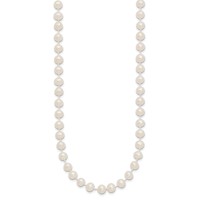 14K Yellow Gold 5-6mm White Semi-Round Freshwater Cultured Pearl Necklace, 14" view 2