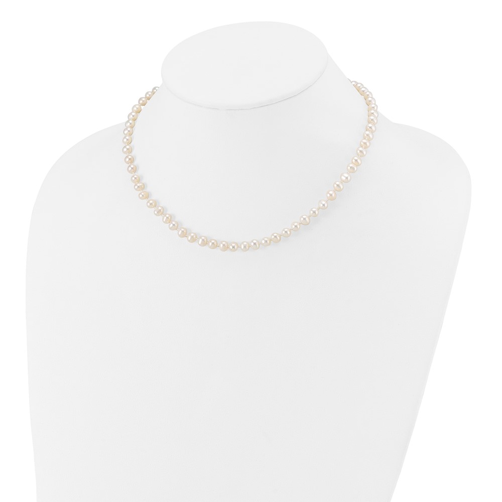 14k 5-6mm White Semi-Round Freshwater Cultured Pearl 14 inch Necklace (XF452-14)