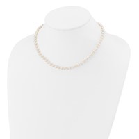 14K Yellow Gold 5-6mm White Semi-Round Freshwater Cultured Pearl Necklace, 14" view 4