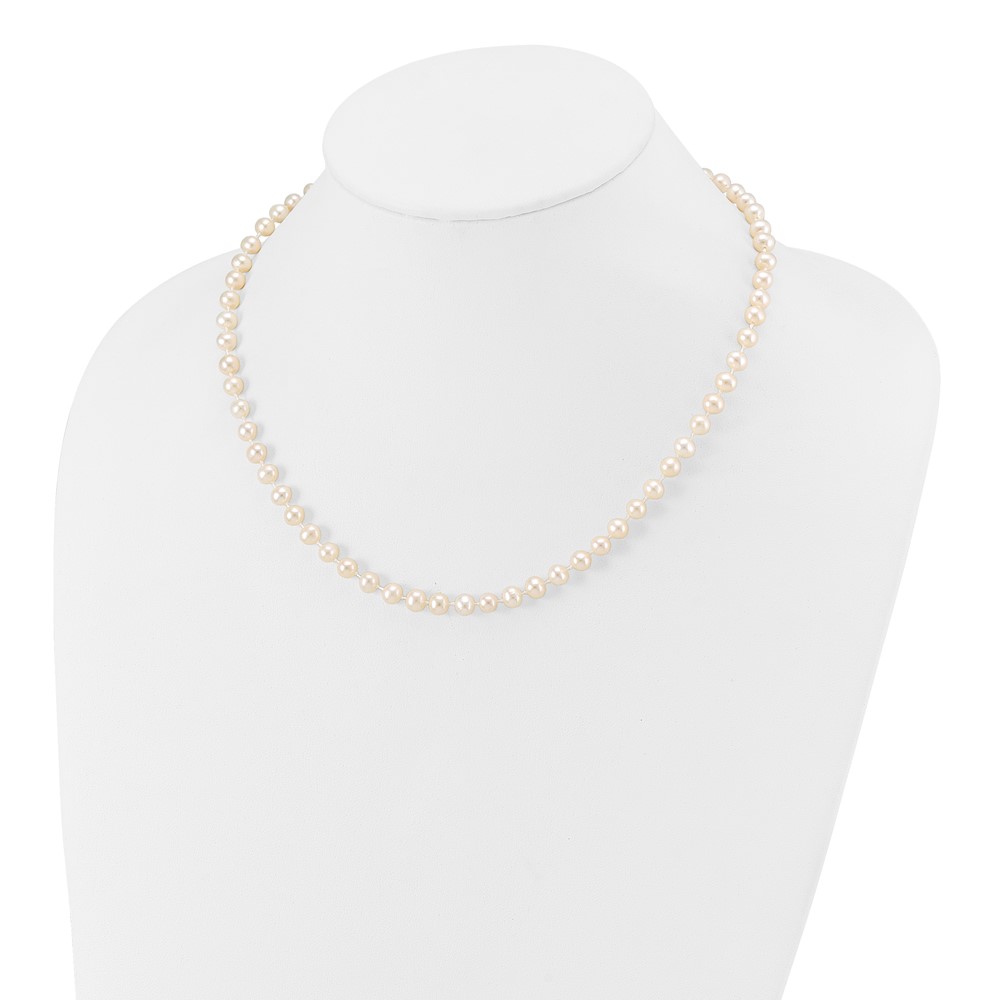 14k 5-6mm White Semi-Round Freshwater Cultured Pearl 16 inch Necklace (XF452-16)