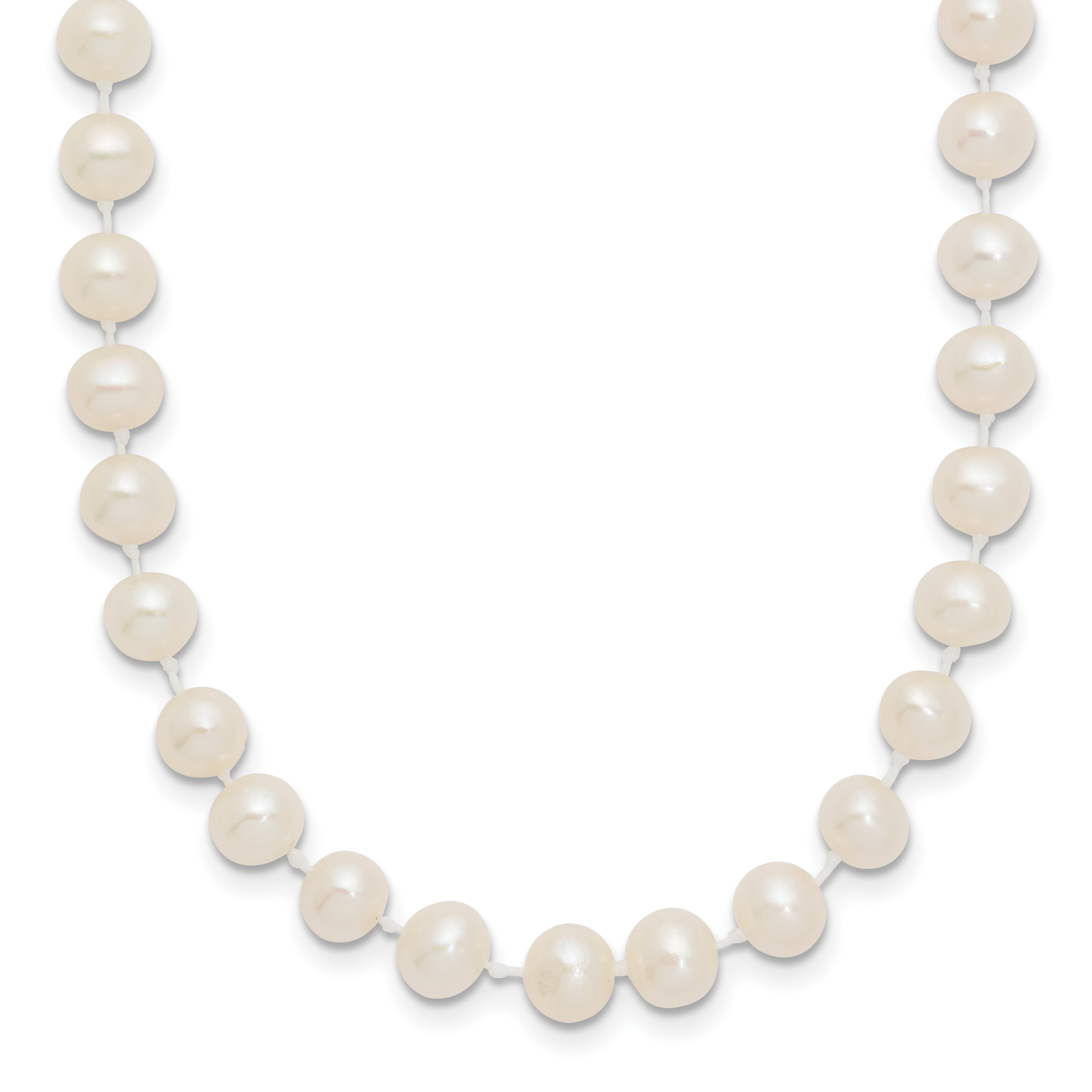 14k 5-6mm White Semi-Round Freshwater Cultured Pearl 14 inch Necklace (XF452-14)