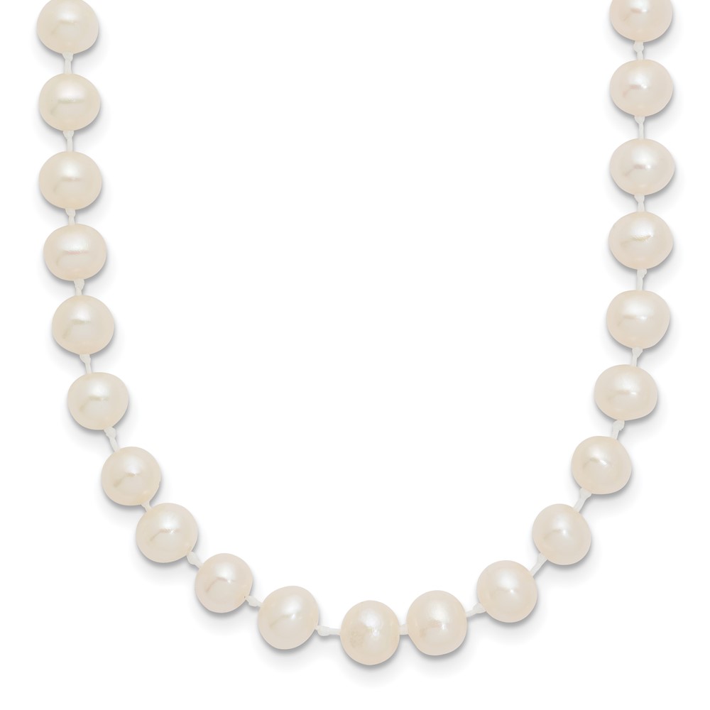 14k 5-6mm White Semi-Round Freshwater Cultured Pearl 14 inch Necklace (XF452-14)