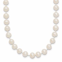14K Yellow Gold 5-6mm White Semi-Round Freshwater Cultured Pearl Necklace, 14" view 1