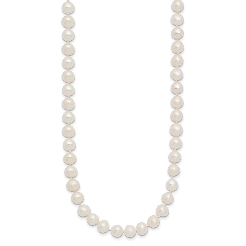 14k 6-7mm White Semi-Round Freshwater Cultured Pearl 12 inch Necklace (XF453-12)