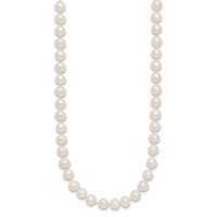 14K Yellow Gold 6-7mm White Semi-Round Freshwater Cultured Pearl Necklace, 12" view 2