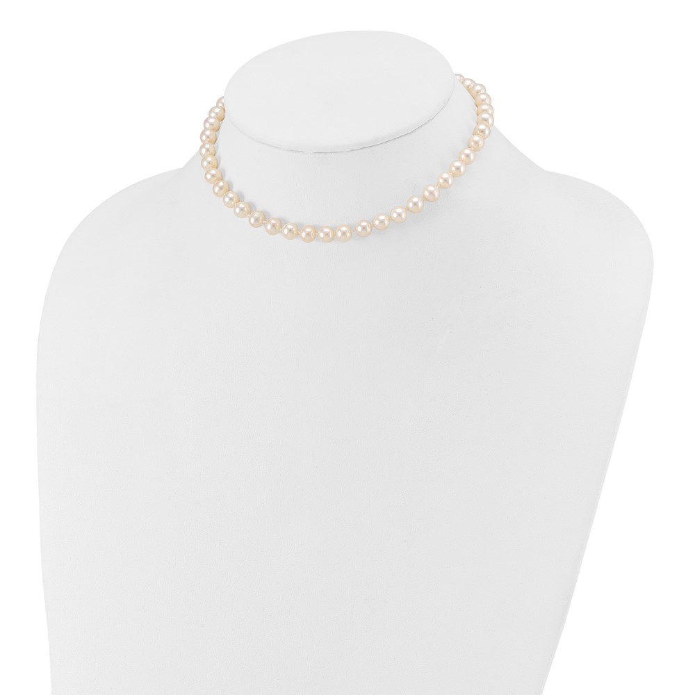 14k 6-7mm White Semi-Round Freshwater Cultured Pearl 12 inch Necklace (XF453-12)