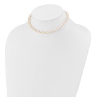 14K Yellow Gold 6-7mm White Semi-Round Freshwater Cultured Pearl Necklace, 12" view 4