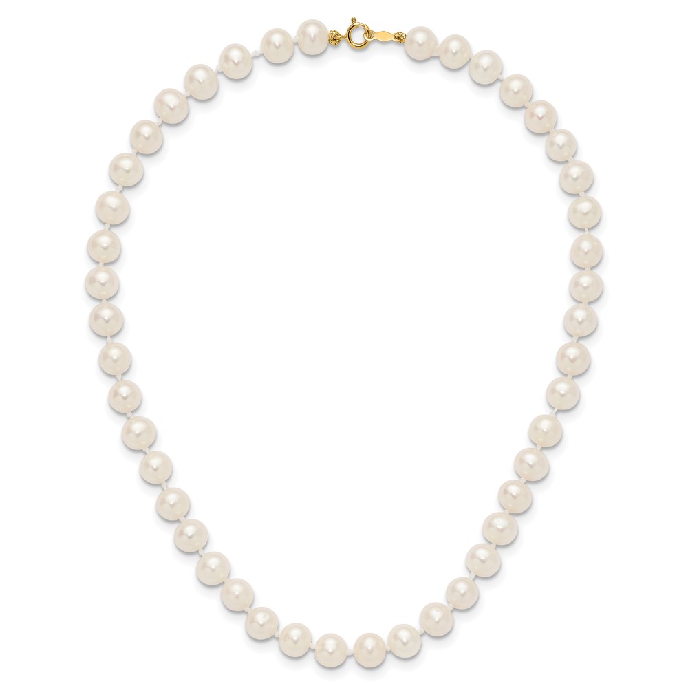 14k 6-7mm White Semi-Round Freshwater Cultured Pearl 12 inch Necklace (XF453-12)