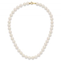 14K Yellow Gold 6-7mm White Semi-Round Freshwater Cultured Pearl Necklace, 12" view 5