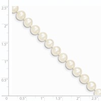 14K Yellow Gold 6-7mm White Semi-Round Freshwater Cultured Pearl Necklace, 12" view 3