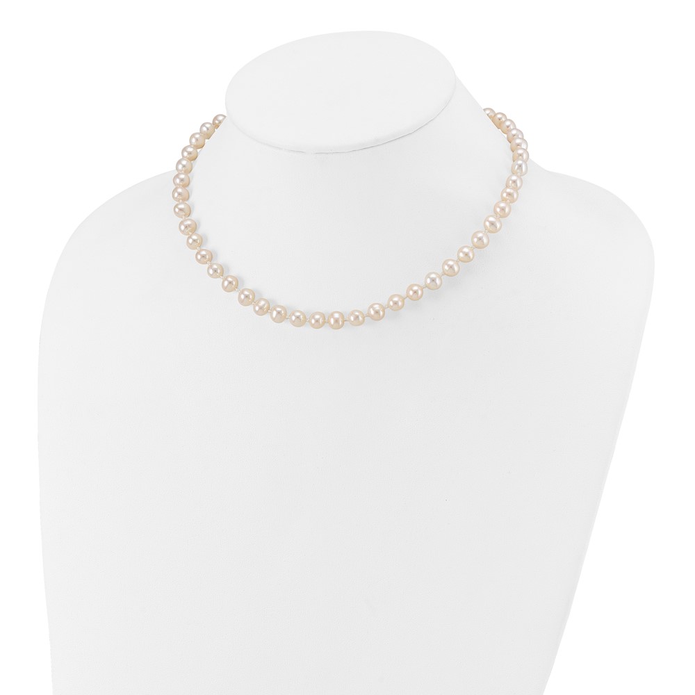 14k 6-7mm White Semi-Round Freshwater Cultured Pearl 14 inch Necklace (XF453-14)