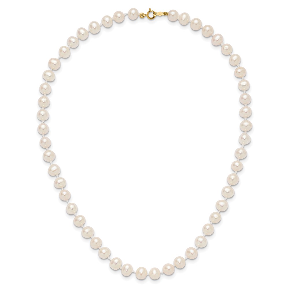14k 6-7mm White Semi-Round Freshwater Cultured Pearl 14 inch Necklace (XF453-14)