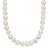14K Yellow Gold 6-7mm White Semi-Round Freshwater Cultured Pearl Necklace, 12" view 1