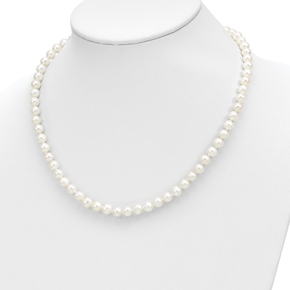 14k 6-7mm White Round Freshwater Cultured Pearl 7.25 inch with 1 Extender Bracelet/18 inch with 2 inch Extender Necklace/Button Earrings Set