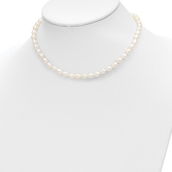 14k 5-6mm White Freshwater Cultured Pearl 14 inch Necklace / 5 inch Bracelet / Post Earrings 3-piece Set