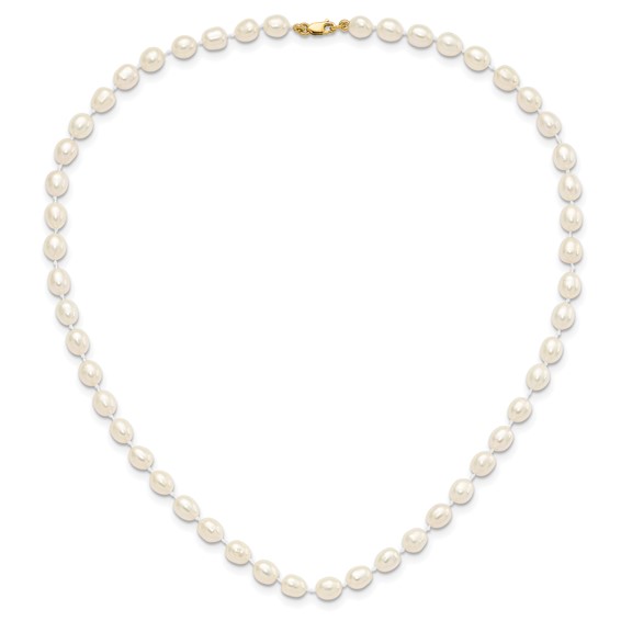 14k 5-6mm White Freshwater Cultured Pearl 14 inch Necklace / 5 inch Bracelet / Post Earrings 3-piece Set