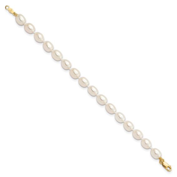 14k 5-6mm White Freshwater Cultured Pearl 14 inch Necklace / 5 inch Bracelet / Post Earrings 3-piece Set