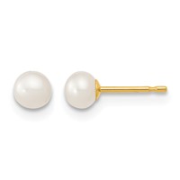 14K 4-5mm White Freshwater Cultured Pearl 14 Inch Necklace with 1 Inch Extender 5 Inch Bracelet with 1 Inch Extender Post Earrings Set view 2