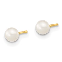 14K 4-5mm White Freshwater Cultured Pearl 14 Inch Necklace with 1 Inch Extender 5 Inch Bracelet with 1 Inch Extender Post Earrings Set view 4