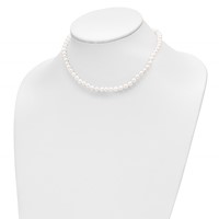 14K Yellow Gold 5-6mm White Freshwater Cultured Pearl Necklace 5 Inch Bracelet Post Earrings 3-piece Set, 14" view 5