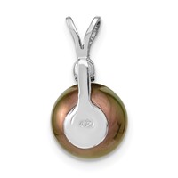 14K White Gold 9-10mm Black Round Tahitian Saltwater Cultured Pearl and.05 Carat Diamond Pendant view 3