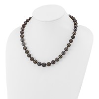 14K White Gold 9-12mm Black Semi-Round Tahitian Saltwater Cultured Pearl Graduated Necklace, 19" view 4